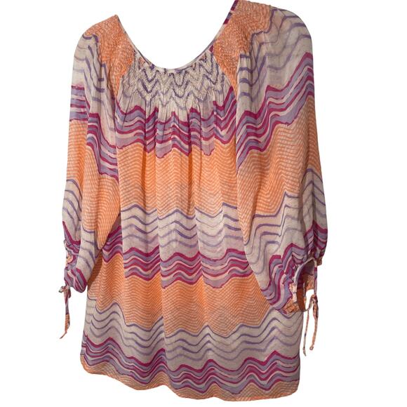 Calypso St. Barth Multicolour Printed Silk Cover Up Front Pearl Button Tunic - Picture 3 of 7